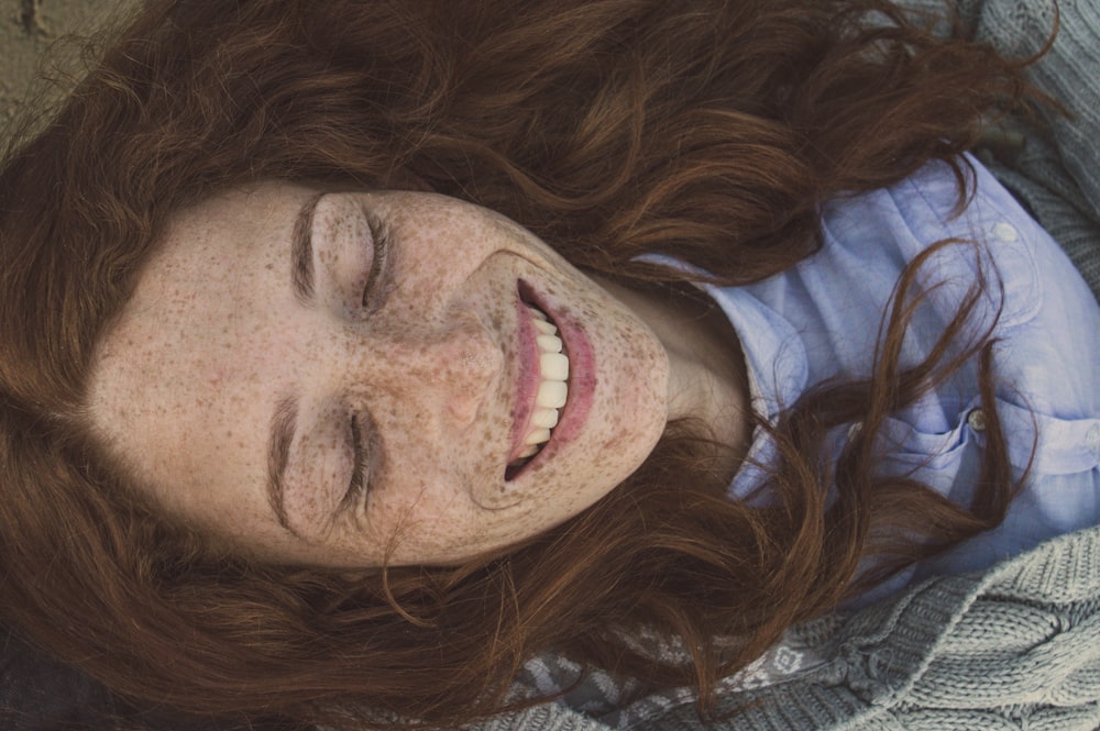 woman's face with freckles