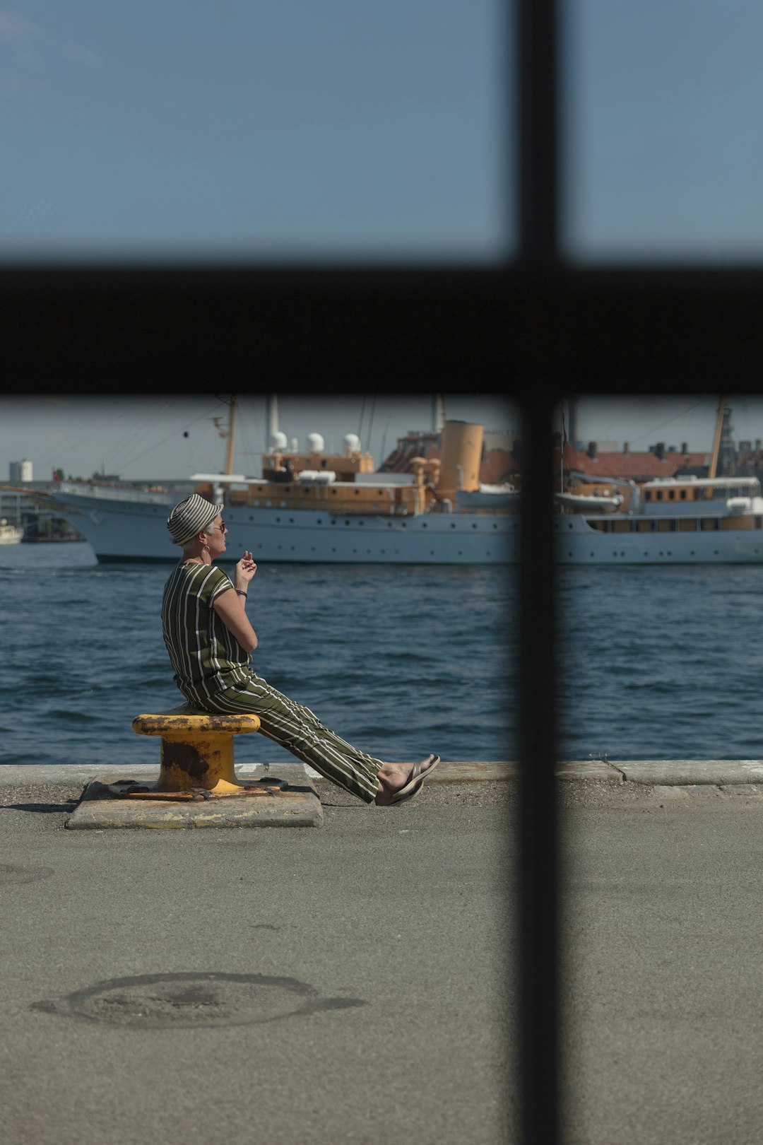 man sitting in the port