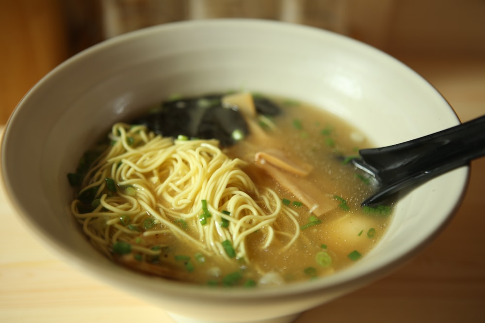 noodle serve on white bowl