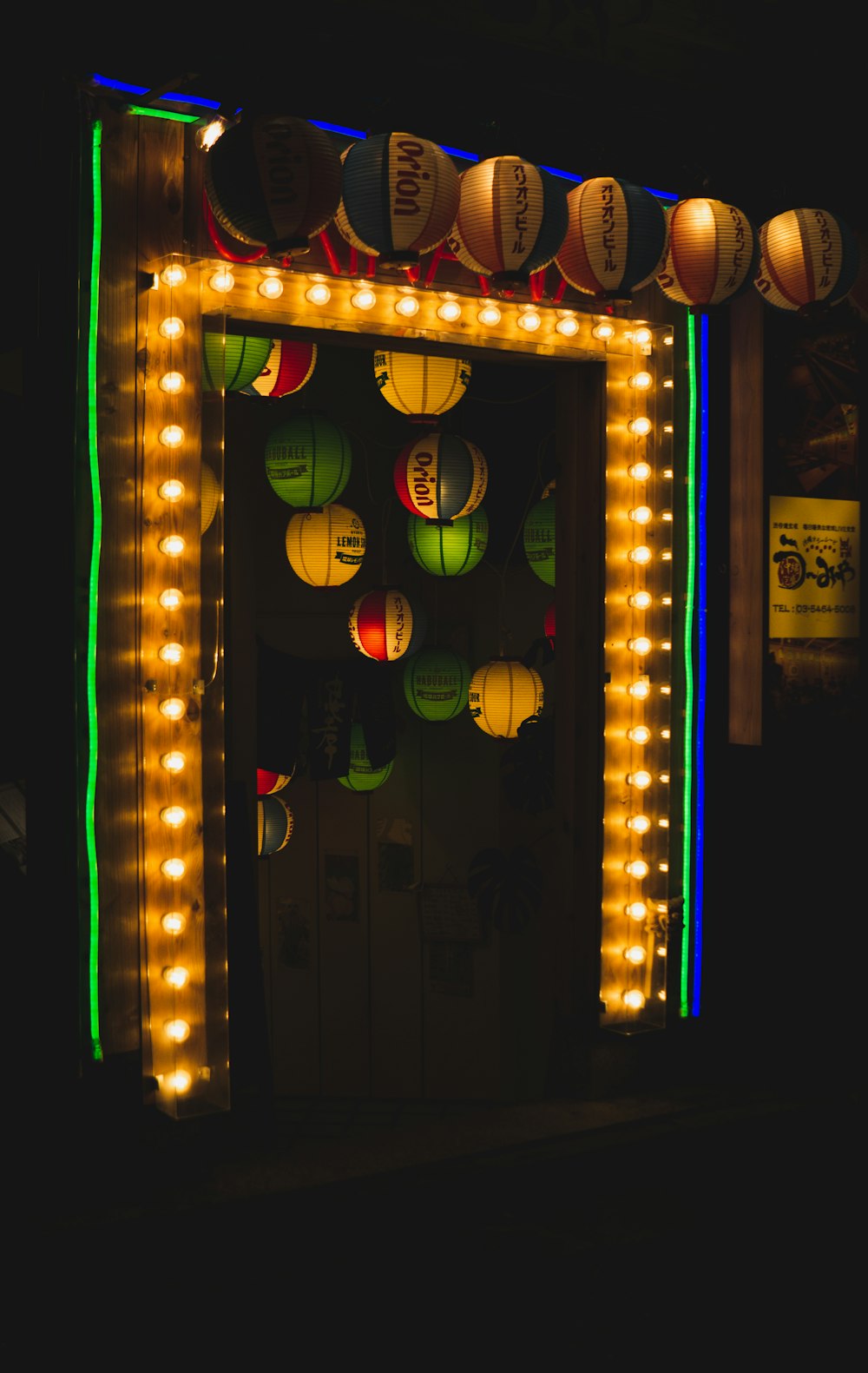 assorted-color pendant lamps