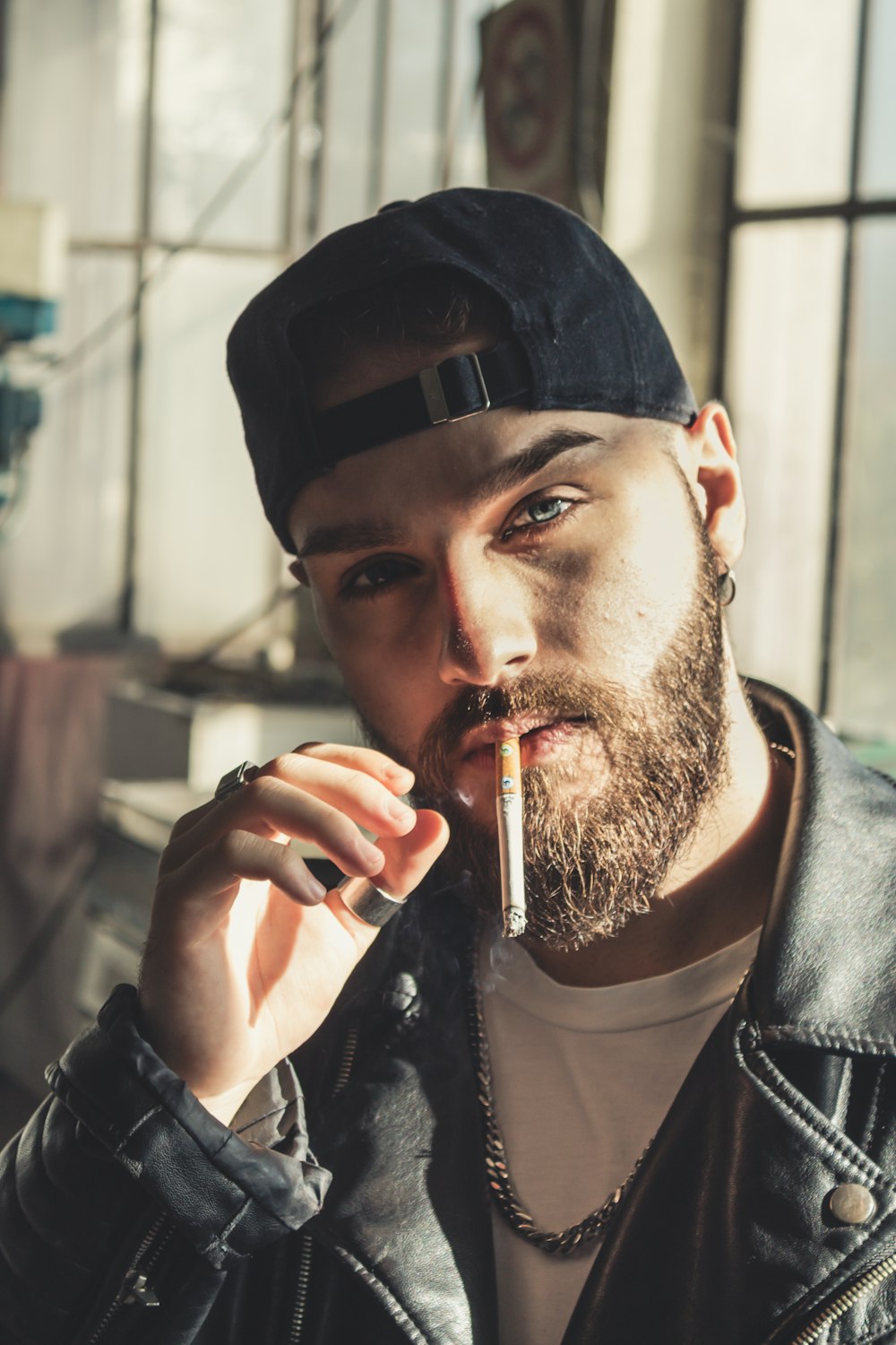 man smoking photograph