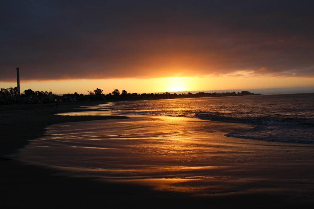 calm body of water during golden hour