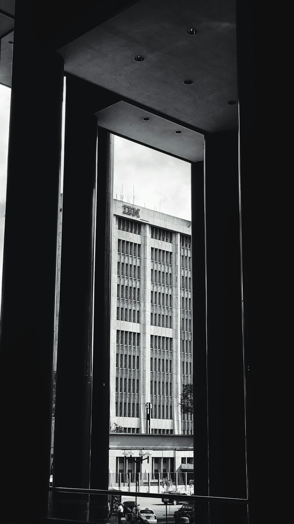 Fotografía en escala de grises de edificios