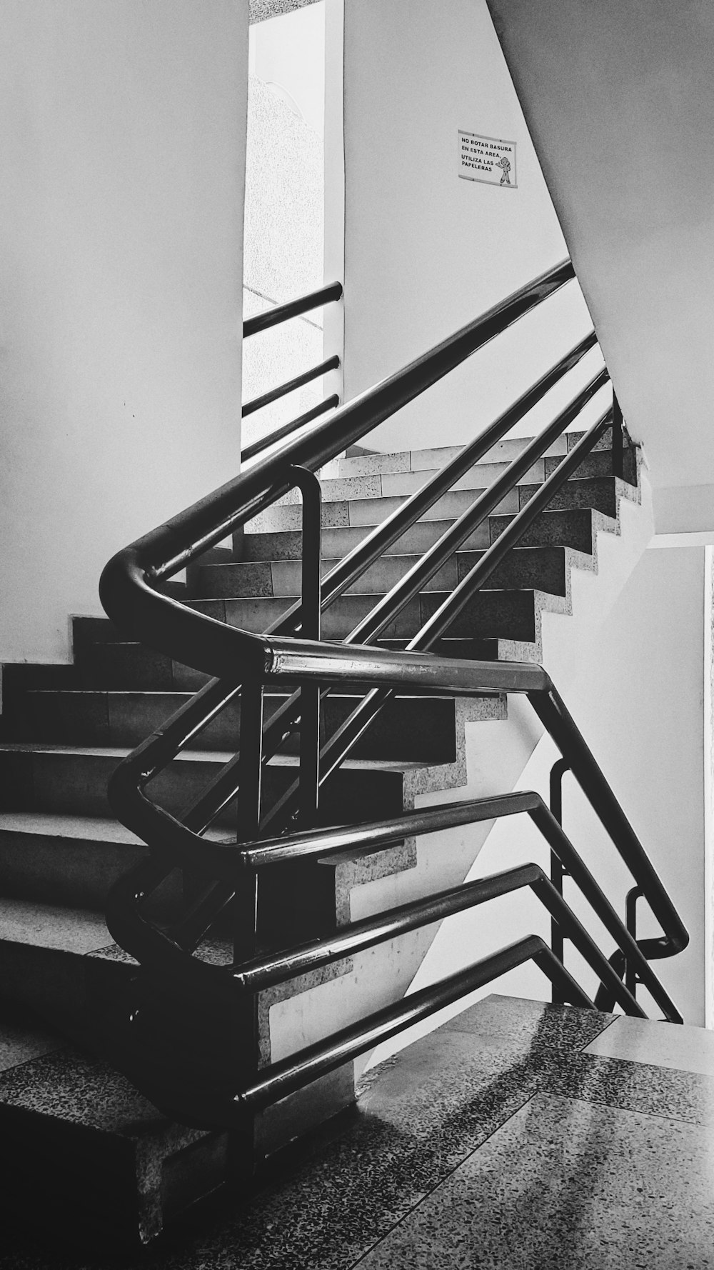 grayscale photography of staircase