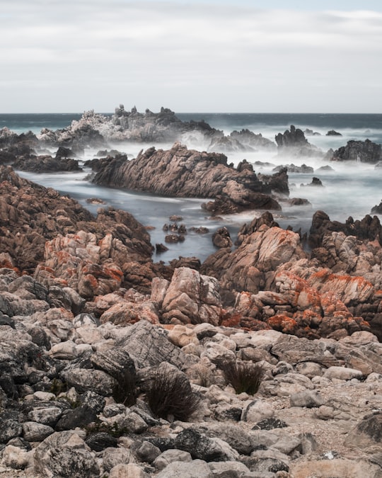 waves splashing on rocks during daytime in Kleinmond South Africa