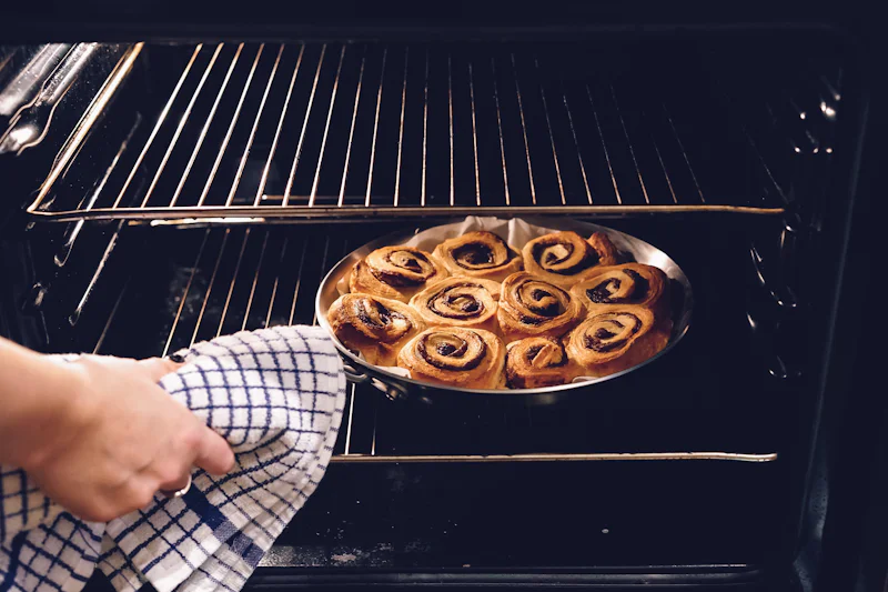 Bread baking in an oven