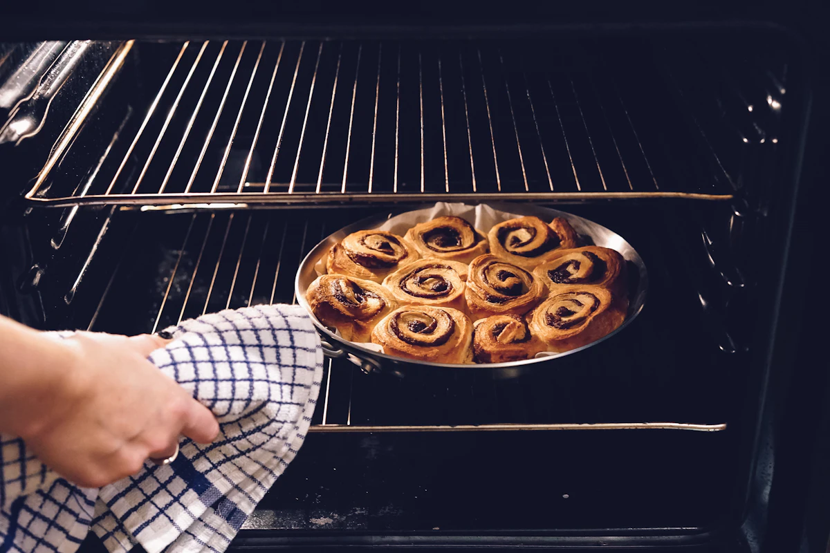 Bread baking in the oven