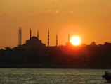 mosque silhouette at golden hour