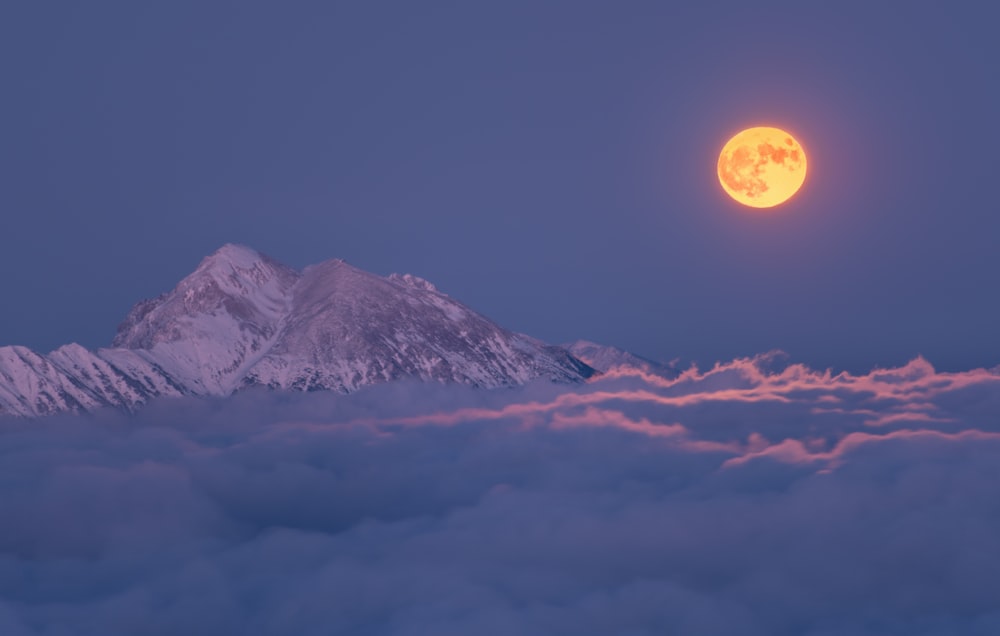 full moon under white skies