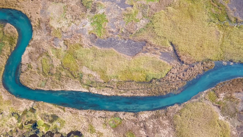 top view of a winding river