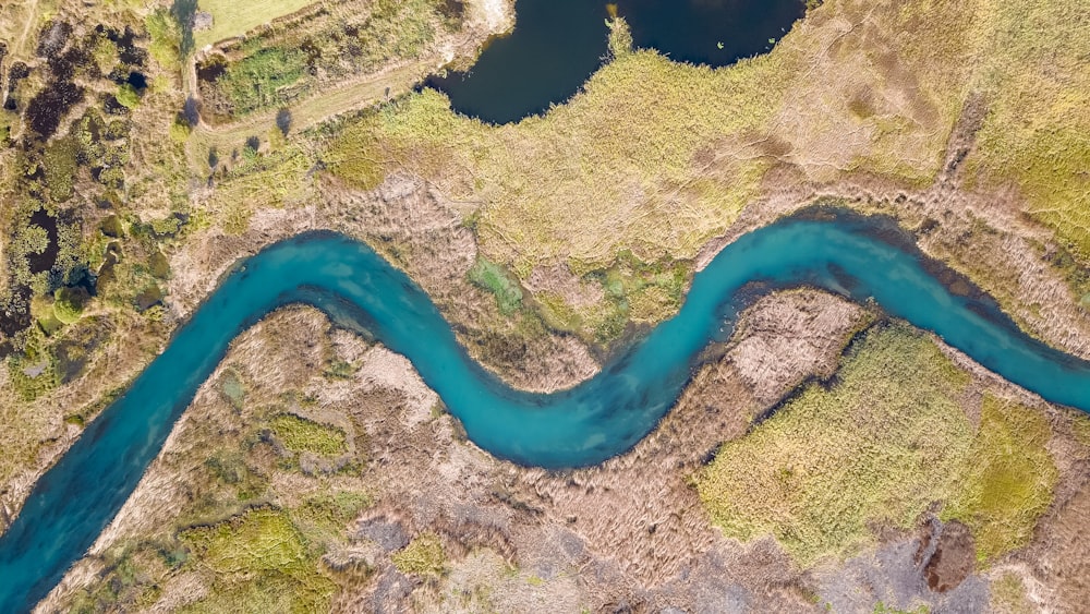 top view of a winding river