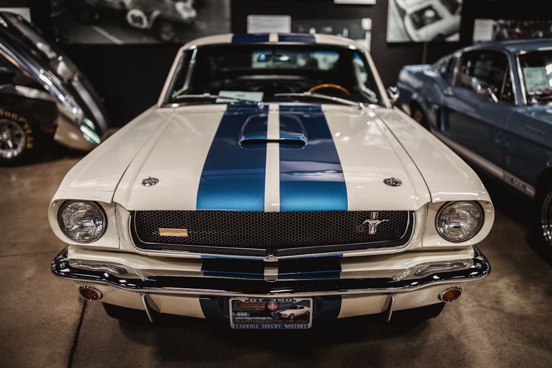 white Ford Mustang