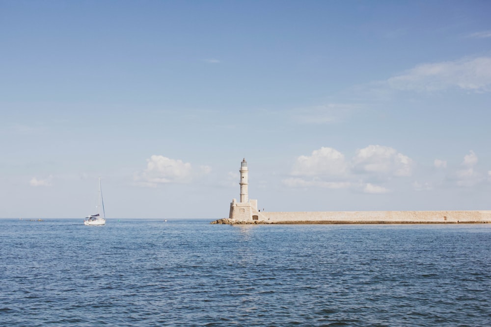 white lighthouse scenery