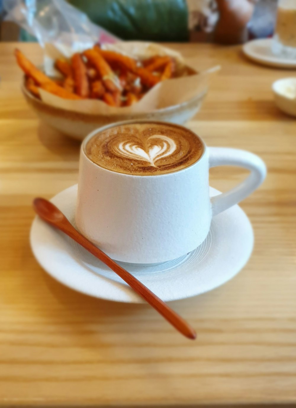 cup of latte with heart art