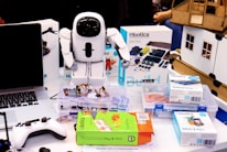 white electronic robot toy