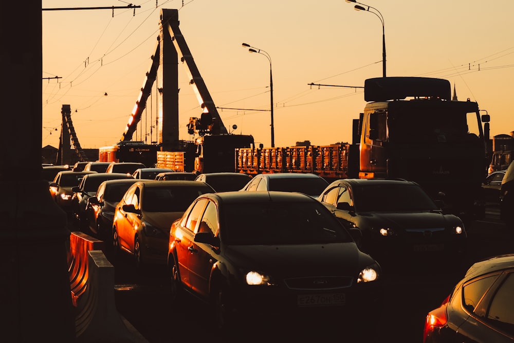 silhouette photo of cars