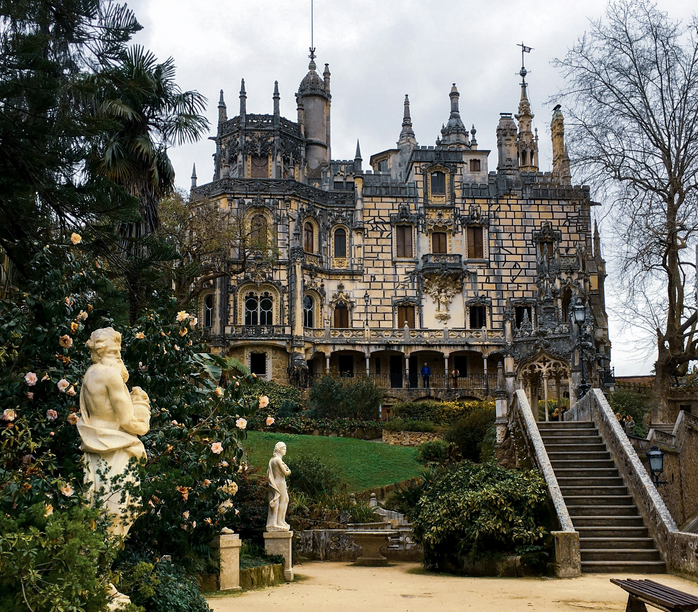 brown and gray concrete building, Palácio da Regaleira - Quinta da Regaleira em Sintra (Portugal)