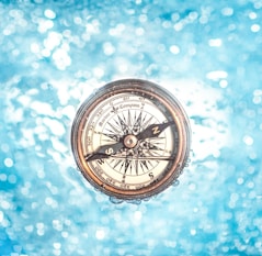 round gold-colored compass