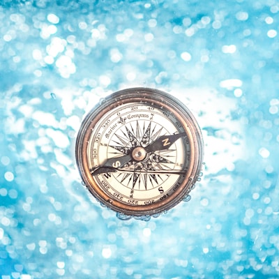 round gold-colored compass