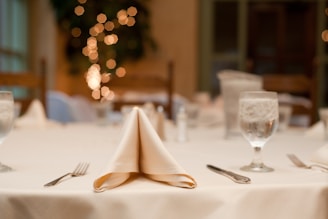 white handkerchief on table
