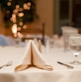 white handkerchief on table