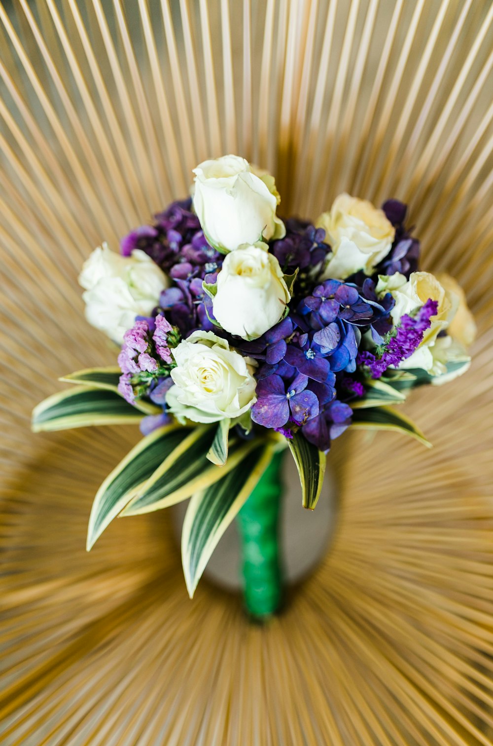 bouquet of white and purple-petaled flowers