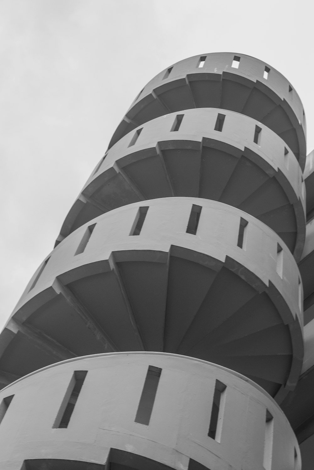 white spiral stairs