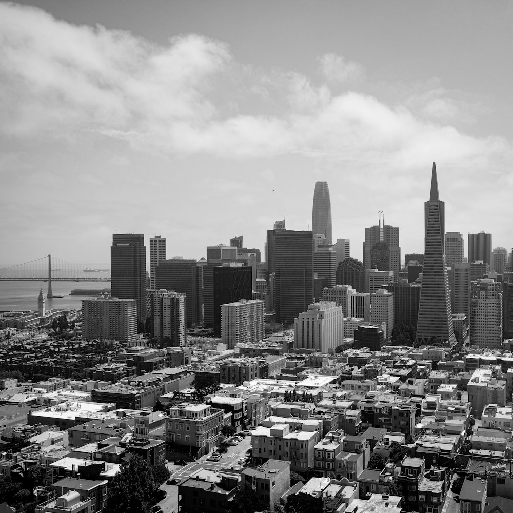 grayscale photo of buildings