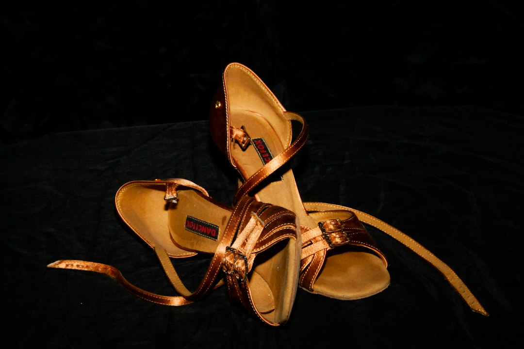 brown leather sandals closeup