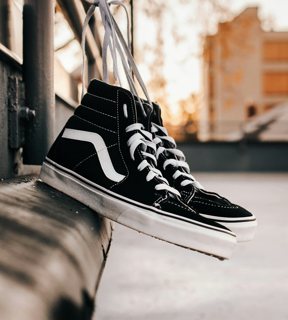 black-white Vans high-top sneakers