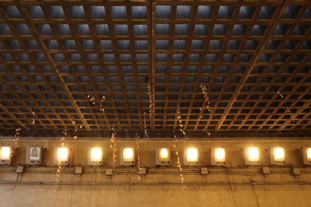 Close-up of lightweight concrete blocks used for ceilings.