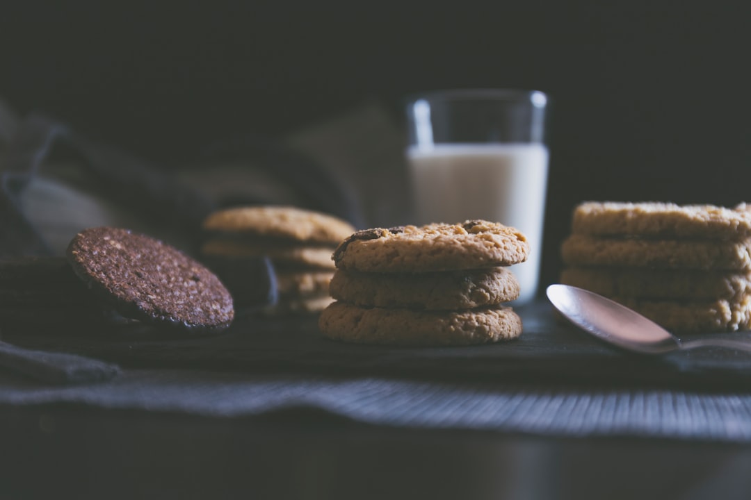milk surrounded by cookies