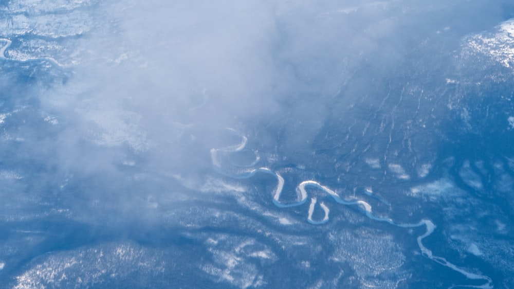 an aerial view of a stream of water