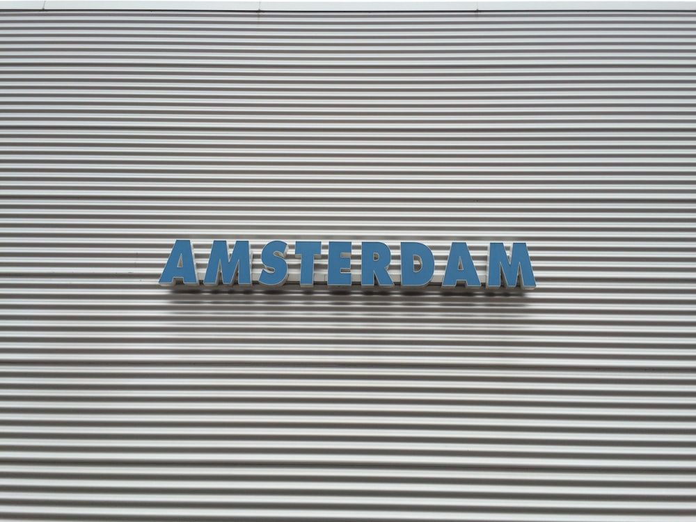 blue Amsterdam text signage