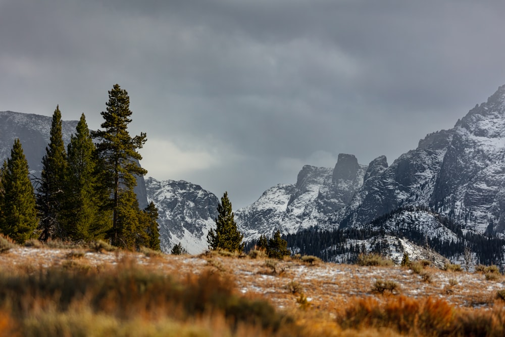 snow covered mountains under cloudy sky