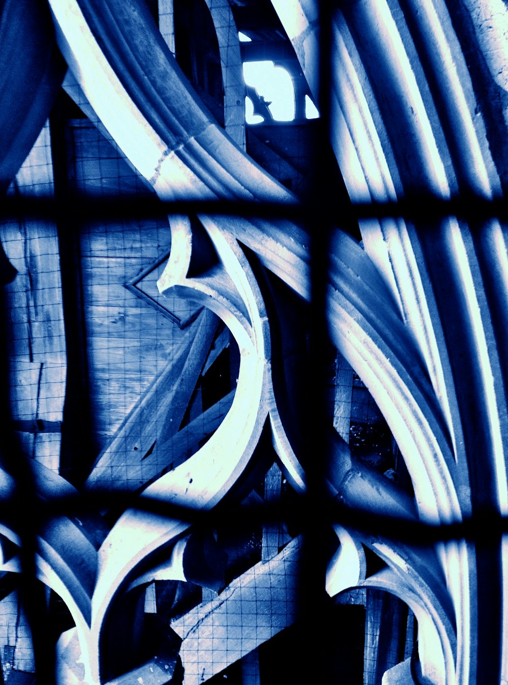 a close up view of a stained glass window