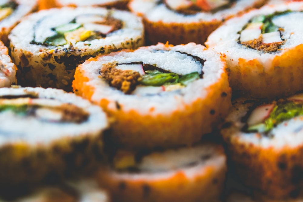 shallow focus photography of California rolls