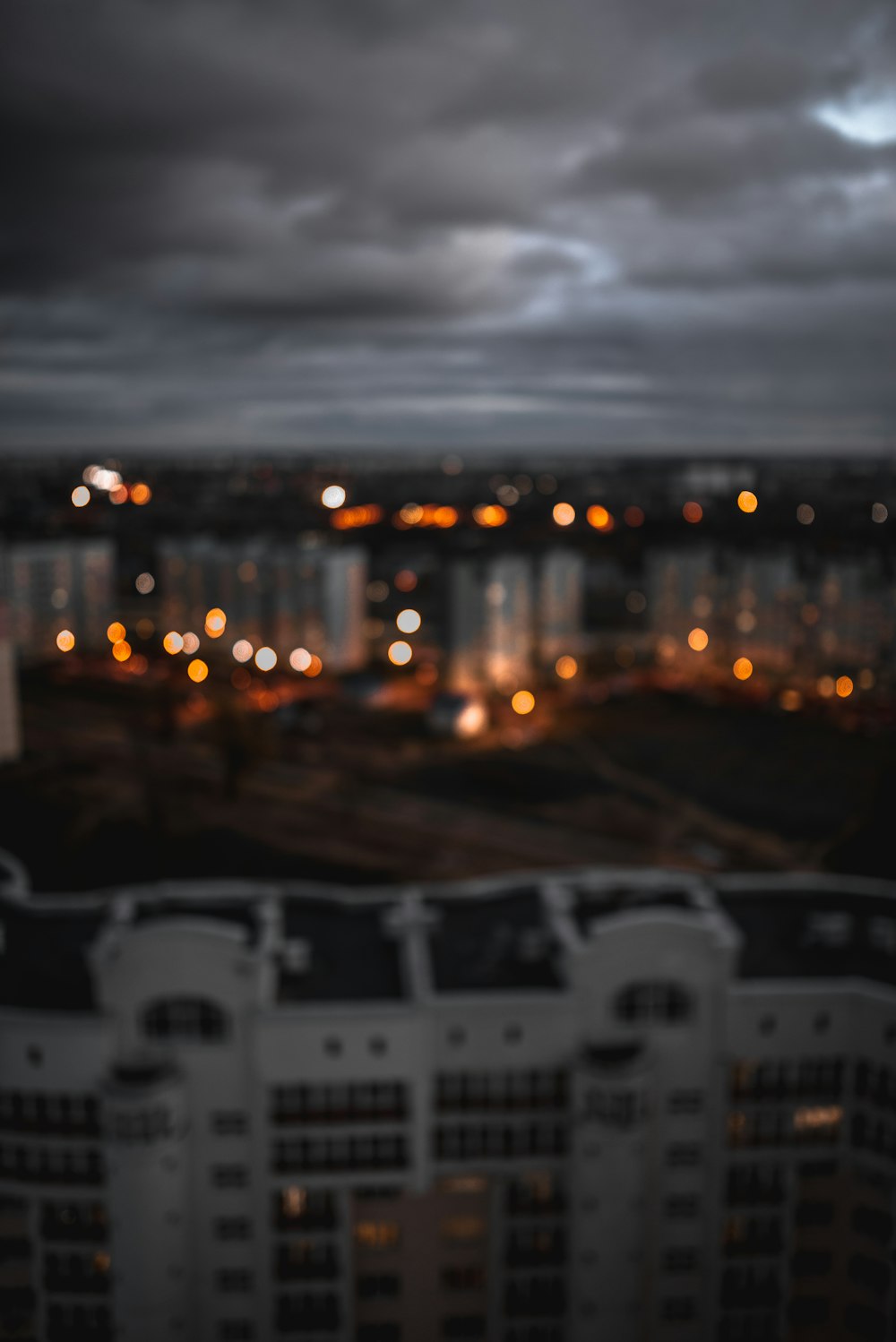 top view of lighted buildings