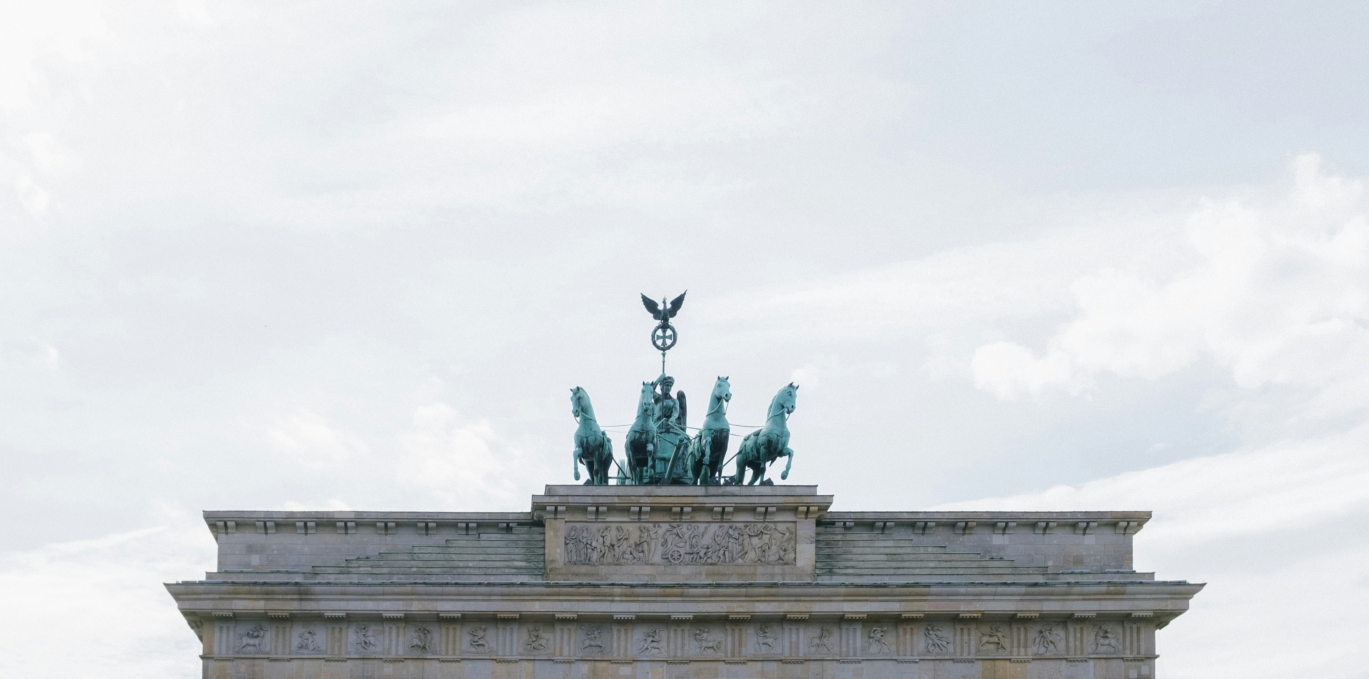 Brandenburg Gate viewed from a wide angle in Berlin