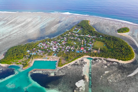 aerial photograph of island in Kinbidhoo Maldives