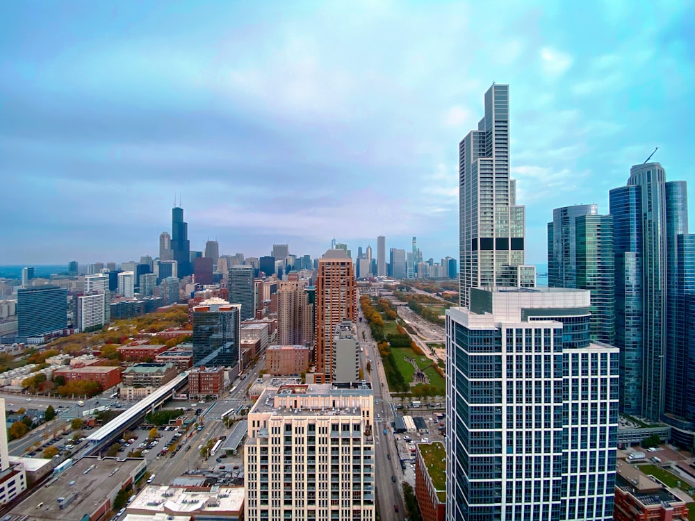 aerial photograph of city structures