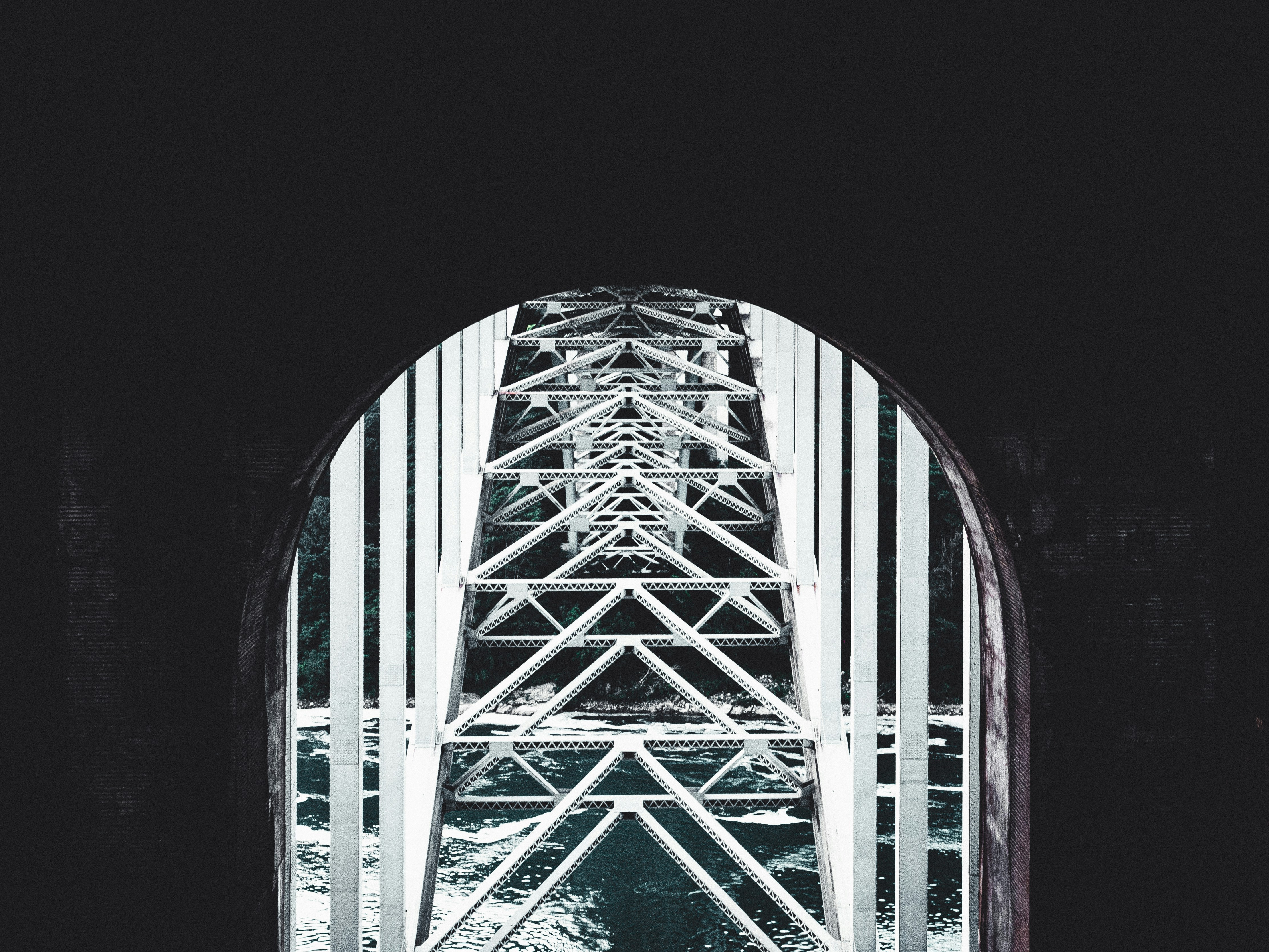 white steel bridge scenery