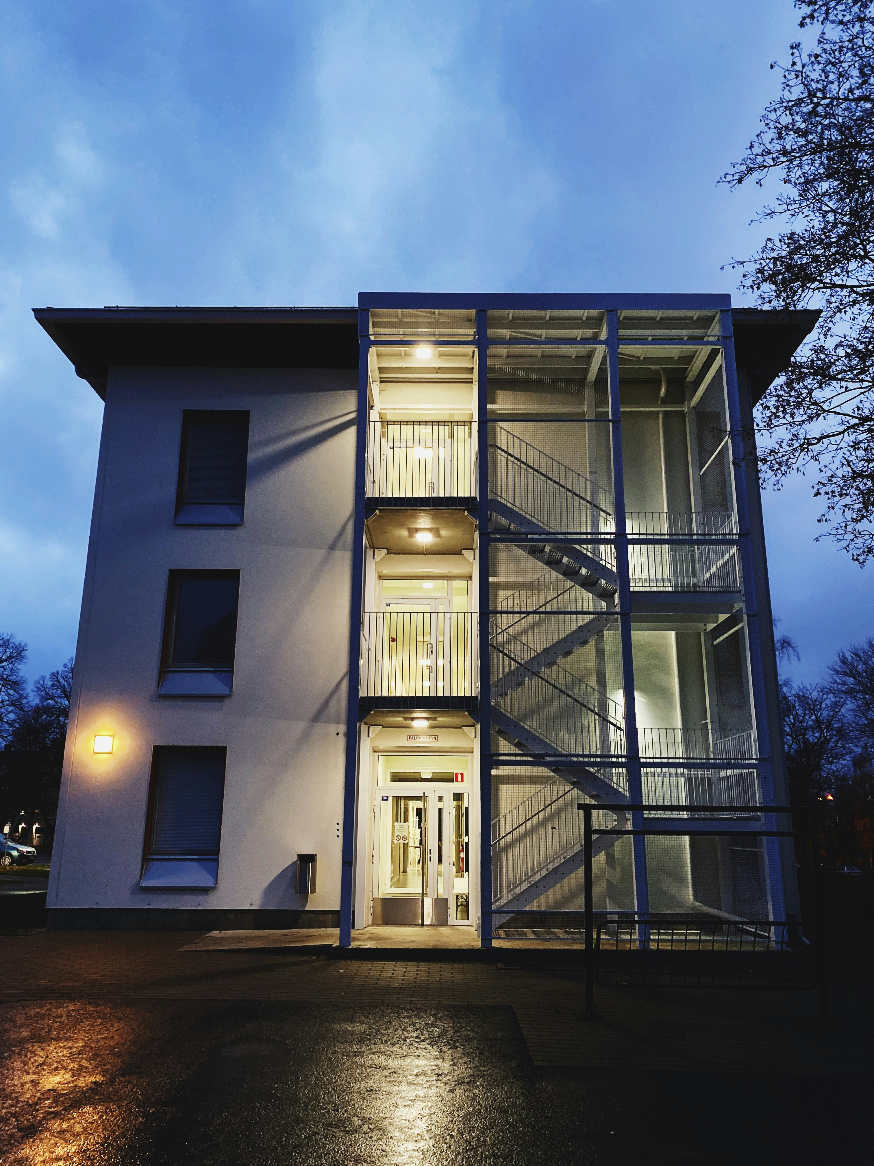 architectural photography of white and gray house