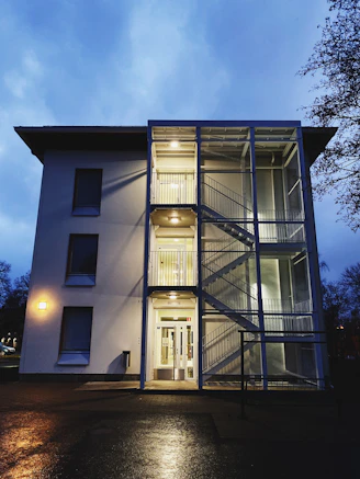 architectural photography of white and gray house