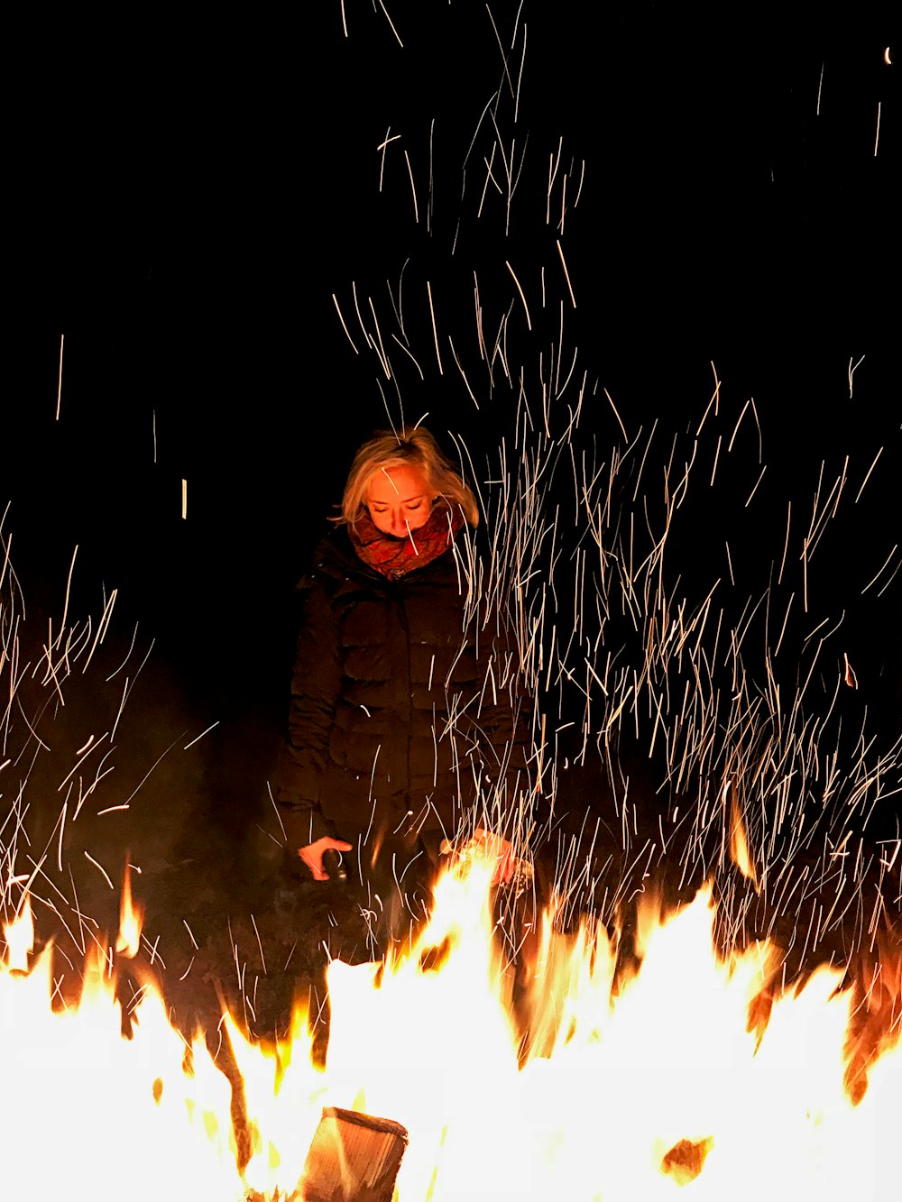 woman near fire