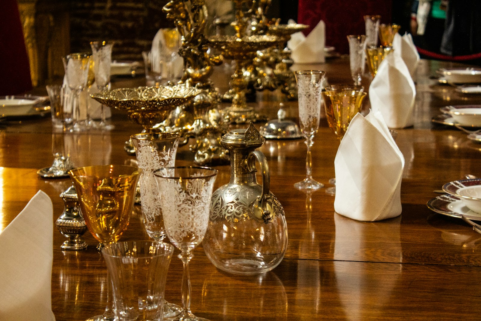 Fine dining event with warm golden lighting