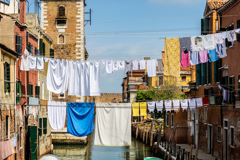 clothes hanging on tread