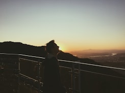 man looking up at the sky