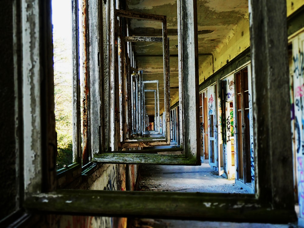 opened window in abandon building