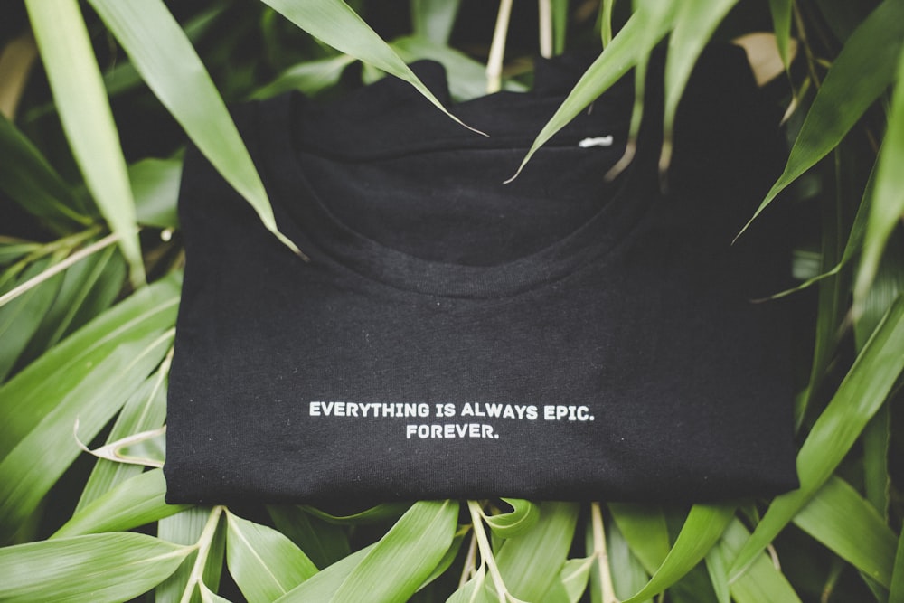 folded black and white everything is always epic forever print crew-neck shirt